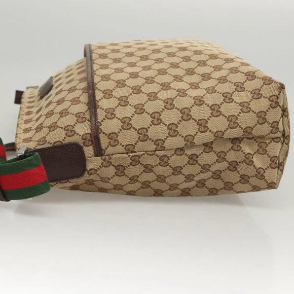 GUCCI GG Canvas Web Sherry Line Shoulder Bag Beige Green Red 189751 Auth am8390 - Picture 6 of 16